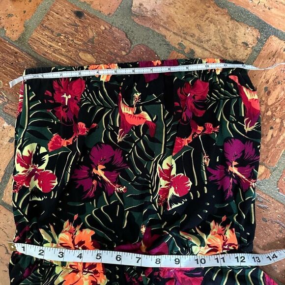 Express Strapless Jumpsuit Tropical Palm Floral hibiscus - Picture 6 of 7